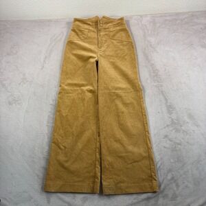 7 For All Mankind High-Rise Wide Leg Corduroy Pants Women 8 Beige Buckle Back